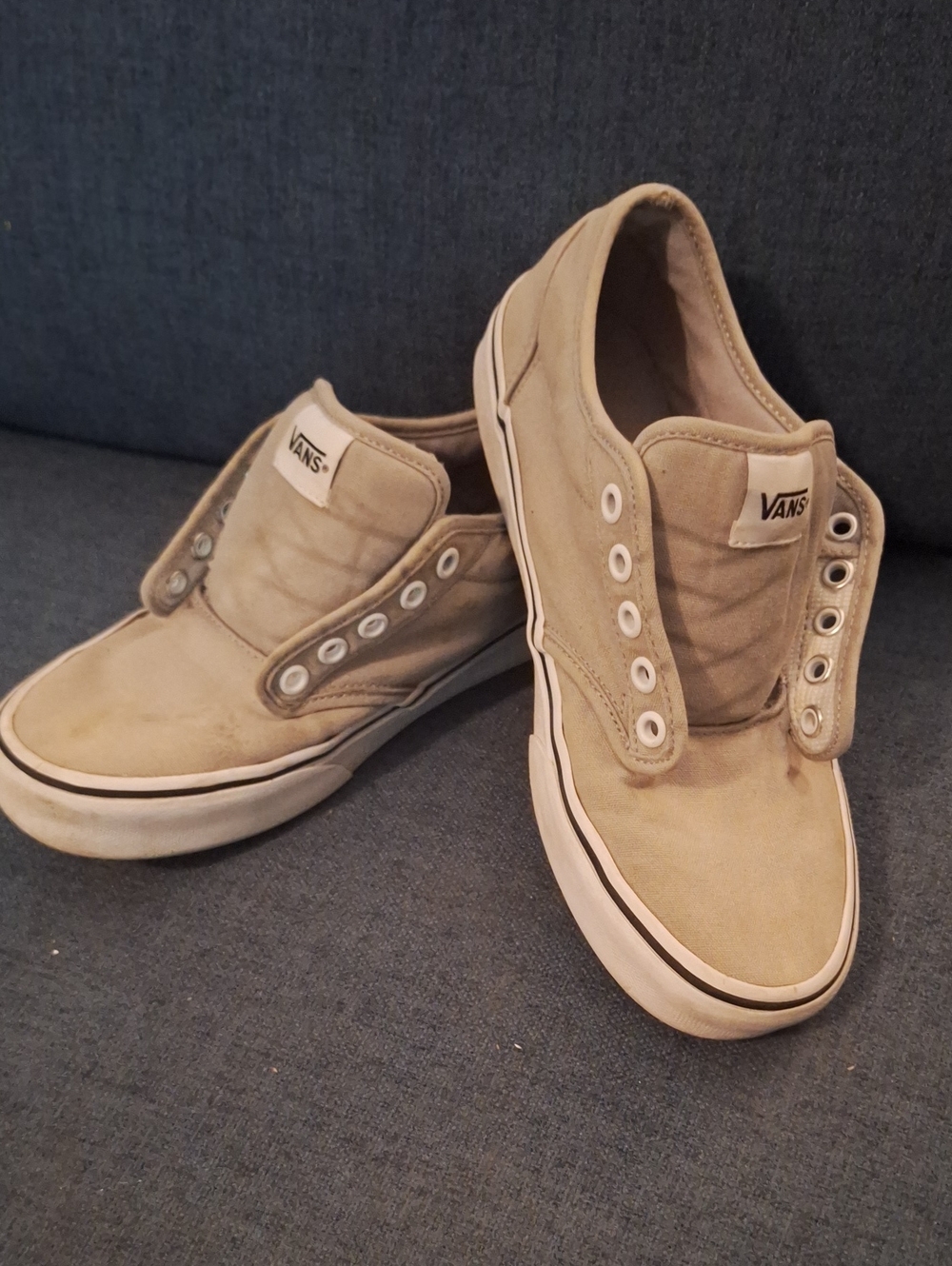 Vans Slip-On Sneakers in Tan Canvas